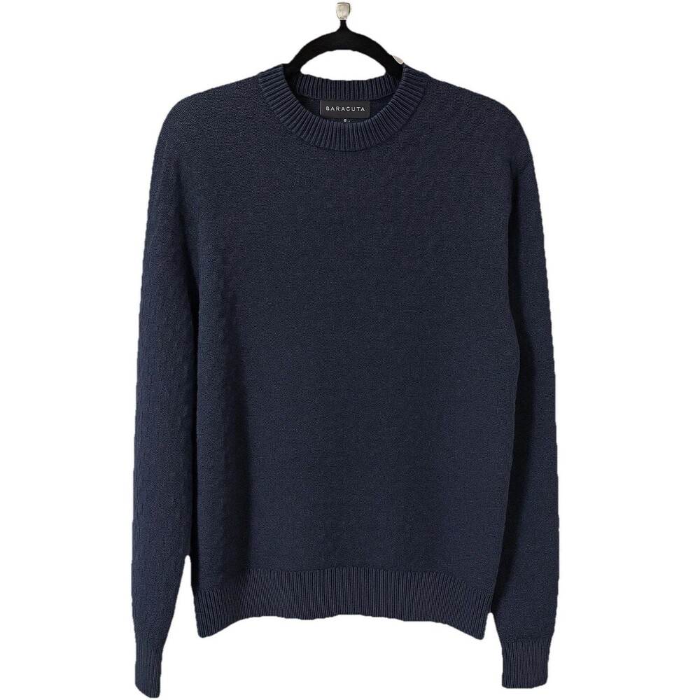 Baracuta Men’s Navy Blue Textured Knit Crew Neck Sweater Size XL Excellent